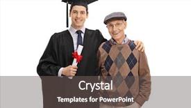  Presentation with grandfather - Amazing slide set having happy graduation - graduate student and his grandfather backdrop and a dark gray colored foreground