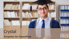  Presentation with jose rizal university - Amazing PPT layouts having happy graduation - young man graduating from university backdrop and a coral colored foreground