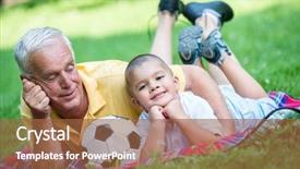  Presentation with grandfather - Slides with happy-grandfather-and-child background and a tawny brown colored foreground