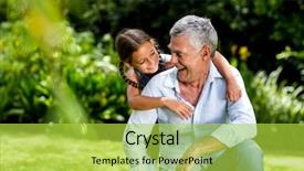  Presentation with drought tolerant yard including chaparral - Theme enhanced with happy grandfather and grandaughter playing background and a yellow colored foreground