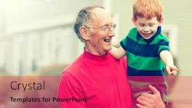  Presentation with grandfather - Audience pleasing theme consisting of happy-grandfather-carrying-grandson-outside backdrop and a red colored foreground
