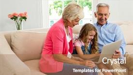  Presentation with grandparents day - Cool new PPT layouts with happy grandparents and girl using backdrop and a  colored foreground