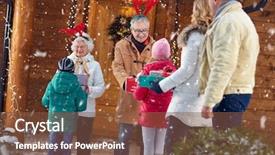  Presentation with grandparents - PPT layouts with happy grandparents at christmas eve background and a tawny brown colored foreground