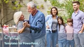  Presentation with waltz - Presentation with happy-grandparents-dance-waltz background and a ocean colored foreground