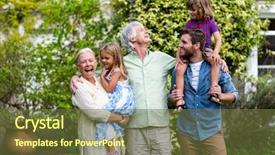  Presentation with grandparents day - Presentation theme having happy grandparents with grandchildren background and a tawny brown colored foreground