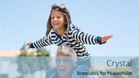  Presentation with grandfather - Slide deck with happy-grandson-sitting background and a light blue colored foreground