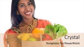  Presentation with grocery bag - Cool new presentation theme with happy grocery shopper portrait backdrop and a yellow colored foreground