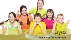  Presentation with school children - Amazing presentation theme having happy group children in school backdrop and a  colored foreground