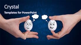  Presentation with faces - Beautiful theme featuring happy group of eggs with smiling faces social network theme backdrop and a navy blue colored foreground