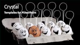  Presentation with faces - Slide set with happy group of eggs with smiling faces social network theme background and a black colored foreground