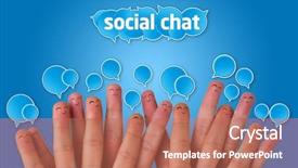  Presentation with human face set of faces - Slide deck consisting of happy group of finger faces background and a coral colored foreground