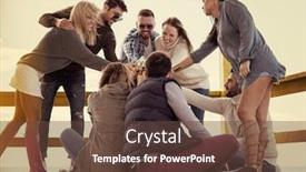  Presentation with filter - PPT theme consisting of happy group of friends hanging out at beach house having fun and drinking beer on autumn day colored filter background and a tawny brown colored foreground