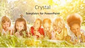  Presentation with happy kids - Presentation theme with happy-group-of-kids-together background and a blonde colored foreground