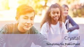  Presentation with school kids - Slides featuring happy-group-of-kids background and a light blue colored foreground