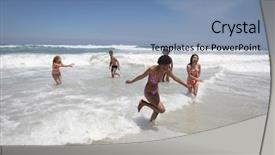  Presentation with multi ethnic group - PPT theme with happy group of multi ethnic background and a light blue colored foreground