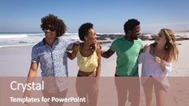  Presentation with multi ethnic group - Presentation featuring happy group of multi ethnic background and a coral colored foreground