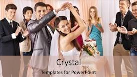  Presentation with dance - Audience pleasing slides consisting of happy group people at wedding backdrop and a coral colored foreground