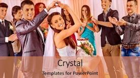  Presentation with dance - Amazing PPT theme having happy group people at wedding backdrop and a  colored foreground