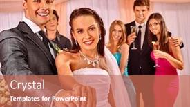  Presentation with dance - Presentation design featuring happy-group-people-at-wedding background and a  colored foreground