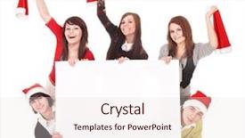  Presentation with hat - Slides having happy group people in santa background and a  colored foreground