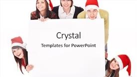  Presentation with group of people praying to god - Colorful PPT theme enhanced with happy group people in santa backdrop and a  colored foreground