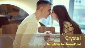  Presentation with holding hands - Slide set enhanced with happy-guy-and-girl-tenderly background and a violet colored foreground