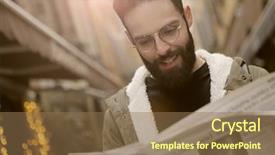  Presentation with newspaper - PPT layouts enhanced with happy guy eading a newspaper background and a coral colored foreground