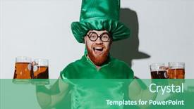  Presentation with costume - Amazing presentation theme having happy guy in st patriks backdrop and a ocean colored foreground