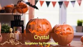  Presentation with happy holiday - Theme featuring happy halloween background in front background and a tawny brown colored foreground