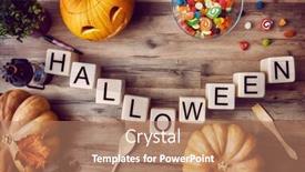  Presentation with halloween - Colorful slide deck enhanced with happy halloween carving pumpkin on the table in the home happy family preparing for halloween backdrop and a coral colored foreground