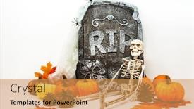  Presentation with halloween - Colorful theme enhanced with halloween concept requiescat in pace backdrop and a yellow colored foreground