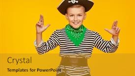  Presentation with cool - Amazing PPT layouts having happy-halloween-cool-cheerful-boy backdrop and a gold colored foreground