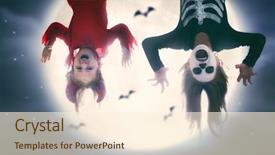  Presentation with scary devil nun for halloween - Amazing slide deck having happy halloween cute little skeleton backdrop and a cream colored foreground