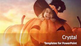  Presentation with happy halloween card - Amazing theme having happy halloween cute little witch backdrop and a tawny brown colored foreground