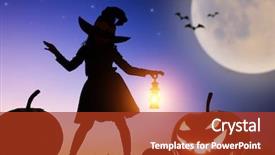  Presentation with halloween - PPT layouts enhanced with happy halloween cute little witch background and a tawny brown colored foreground