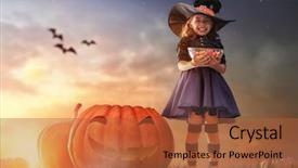  Presentation with happy halloween card - Amazing slide deck having happy halloween cute little witch backdrop and a red colored foreground