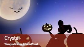  Presentation with happy halloween card - Slide deck with happy halloween cute little witch background and a tawny brown colored foreground