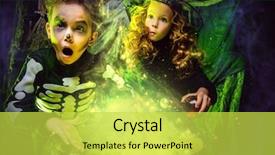  Presentation with halloween - Theme having happy halloween cute surprised children background and a yellow colored foreground