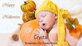  Presentation with happy halloween card - Cool new PPT theme with happy halloween greeting card backdrop and a coral colored foreground