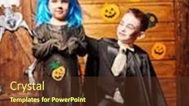  Presentation with celebrate - Presentation design featuring happy-halloween-happy-cheerful-kids background and a tawny brown colored foreground