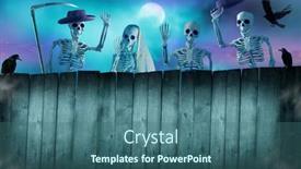  Presentation with skeletons - Theme featuring happy-halloween-holiday-background-group background and a ocean colored foreground