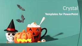  Presentation with happy holiday - PPT theme having happy-halloween-holiday-concept-halloween and a  colored foreground