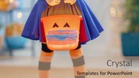  Presentation with face mask - Audience pleasing slide set consisting of happy-halloween-little-kid backdrop and a coral colored foreground
