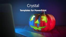  Presentation with lantern - Presentation consisting of happy-halloween-party-pumpkin-lantern background and a navy blue colored foreground