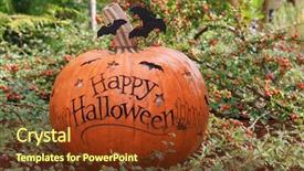  Presentation with happy halloween card - Beautiful presentation featuring happy halloween pumpkin outside backdrop and a tawny brown colored foreground