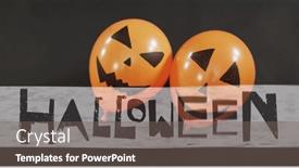  Presentation with halloween - Presentation theme featuring happy-halloween-text-banner-over background and a gray colored foreground