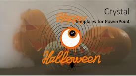  Presentation with scary halloween - Theme featuring happy-halloween-text-banner background and a coral colored foreground