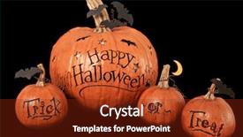  Presentation with halloween - Beautiful slide set featuring happy halloween trick or treat backdrop and a tawny brown colored foreground