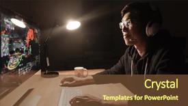  Presentation with video game 3d play games - Beautiful PPT theme featuring happy handsome asian male gamer backdrop and a tawny brown colored foreground