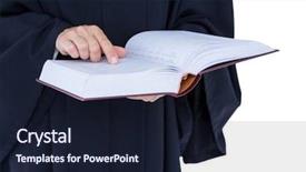  Presentation with labor - Presentation theme having happy handsome lawyer holding labor code on white background background and a wine colored foreground